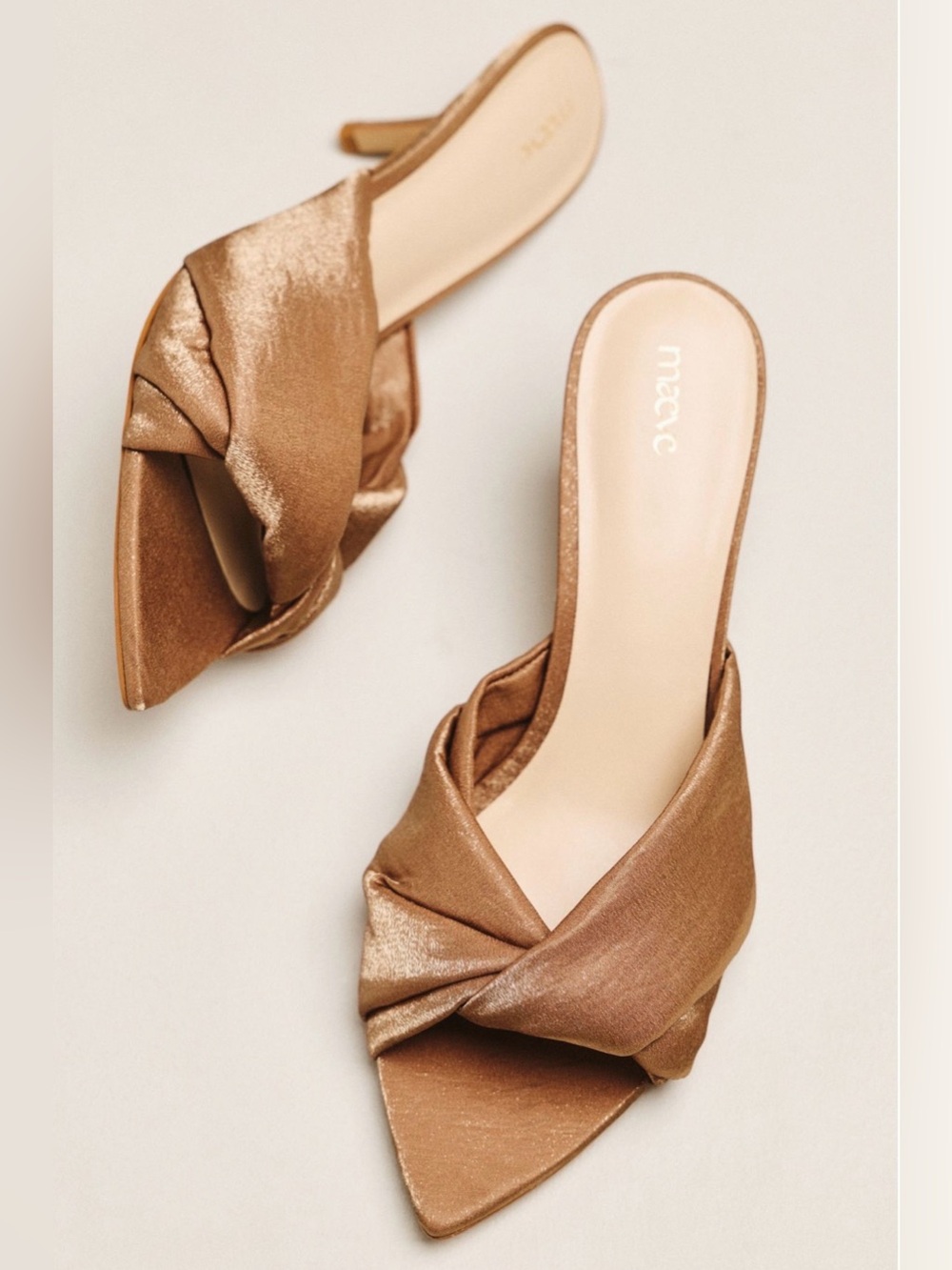 Maeve Sateen Metallic Twist Mules